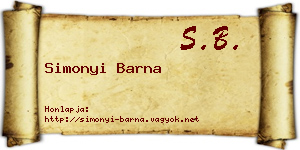 Simonyi Barna névjegykártya